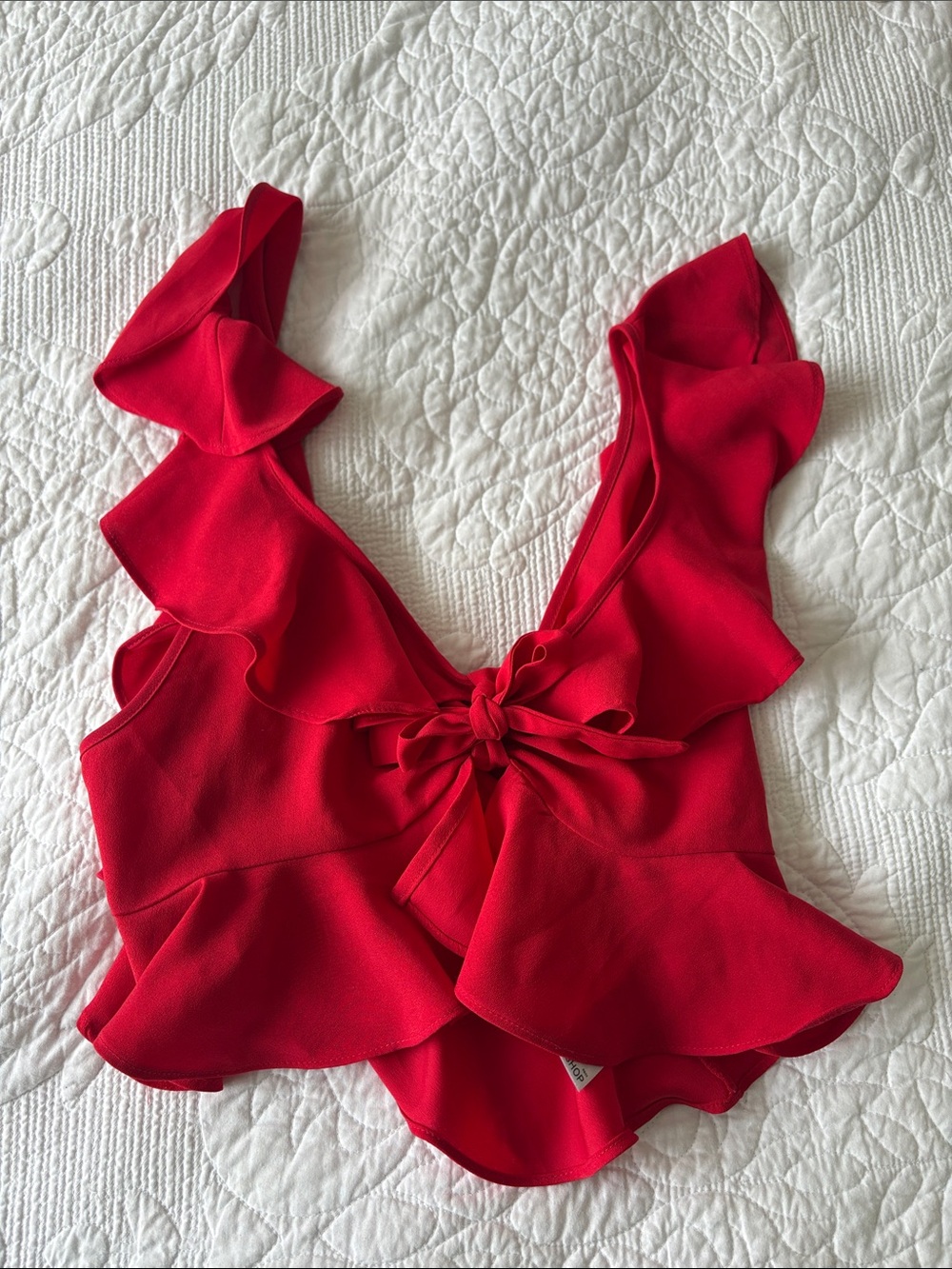 Red Ruffle Tie-Front Women’s Top